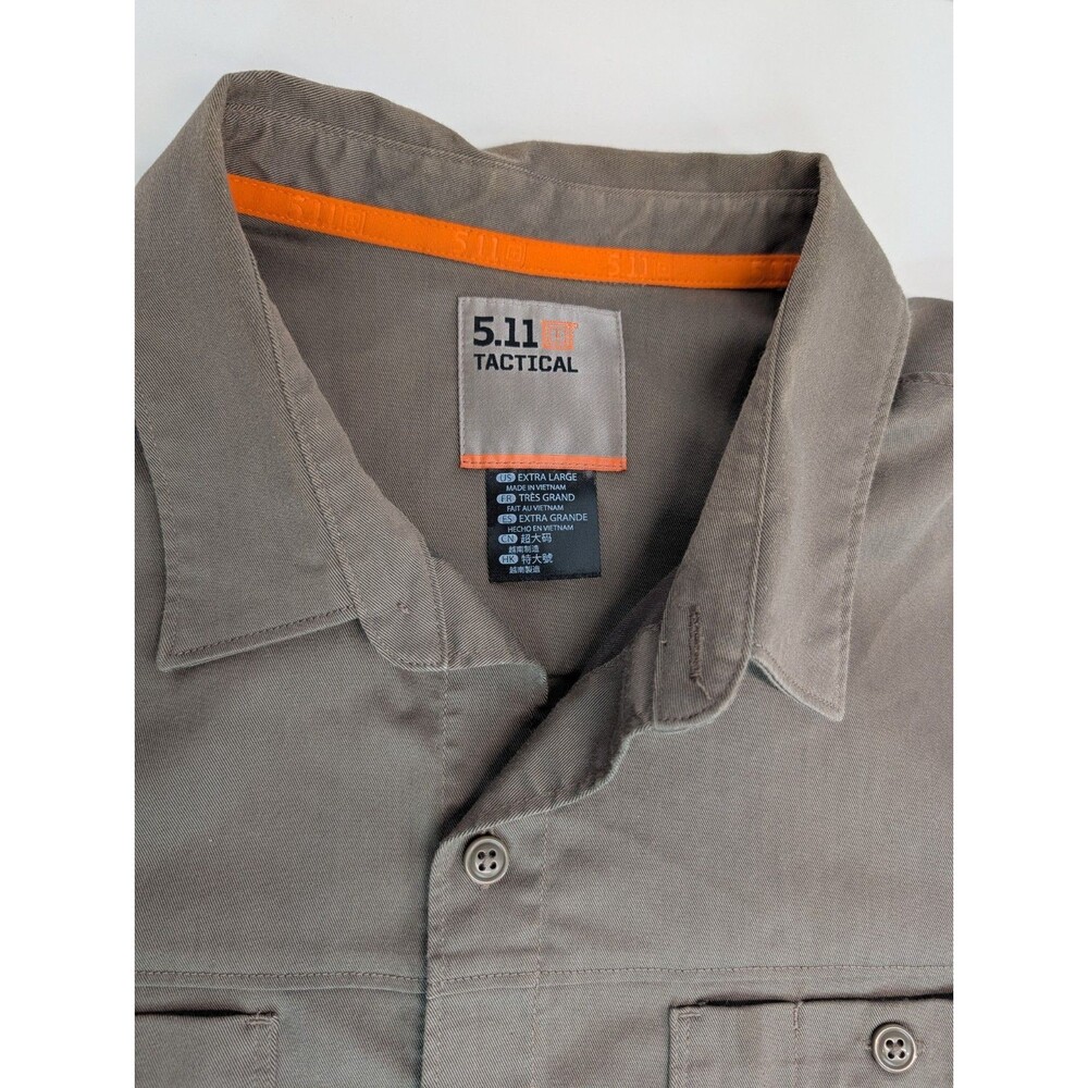 Men's 5.11 Tactical Button Up Shirt Brown XL Short Sleeve Vents EUC
